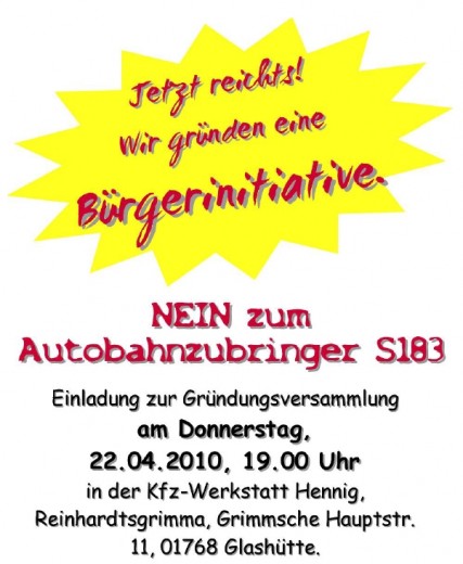 Nein zum Autobahnzubringer S183