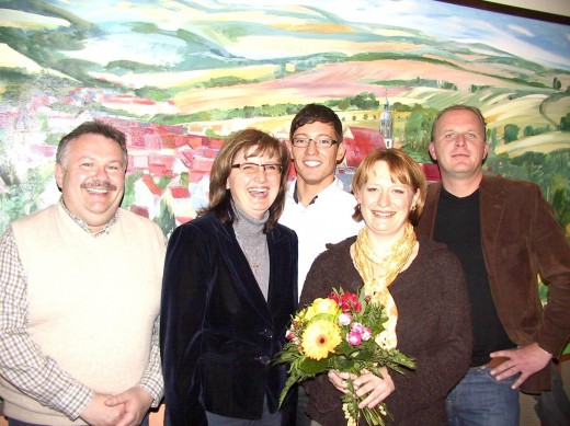 Torsten Teubner (Stellv. Oberbürgermeister), Andrea Dombois (MdL), Emanuel Schmidt (Vorsitzender des CDU-Ortsverbandes), Kerstin Körner (OB-Kandidatin), Karl-Heinz Ukena (Fraktionsvorsitzender)